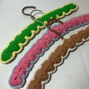 Colorful Vintage Crochet Hangers Set